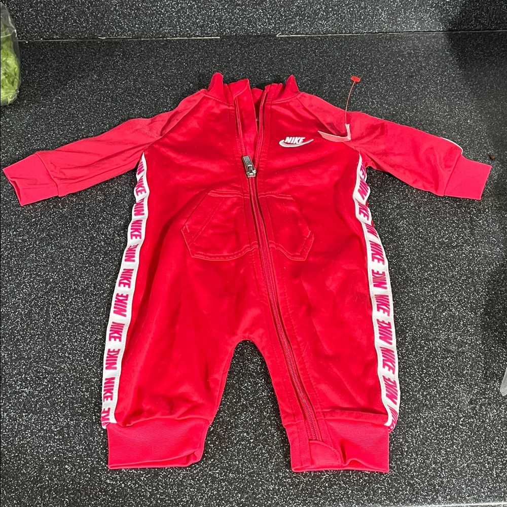 Nike Baby Jumpsuit SIZE 3 MONTHS Tricot Taping Long Sleeve Coverall One Piece